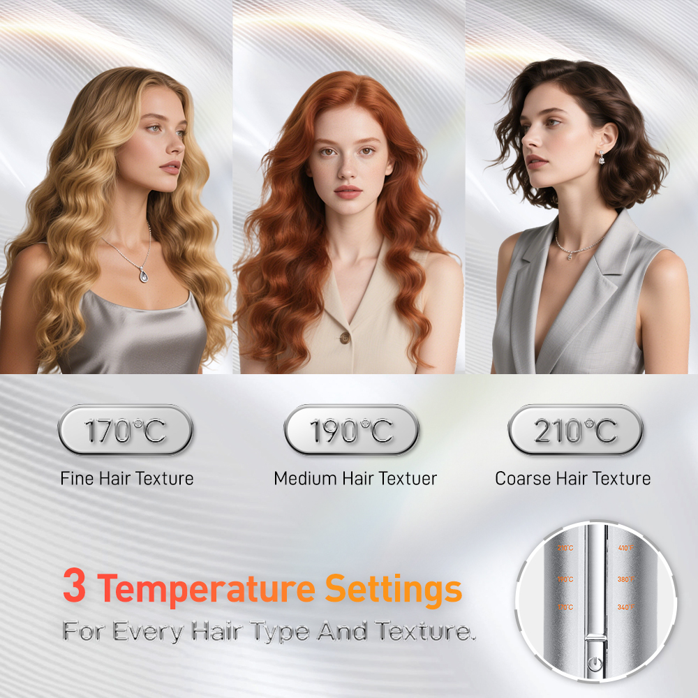 SMET Silver Orange Anti-Burn Technology 30s Fast Heat up 360&deg; Tangle Prevention Hair Curler Smart Auto Rotating Curling Iron