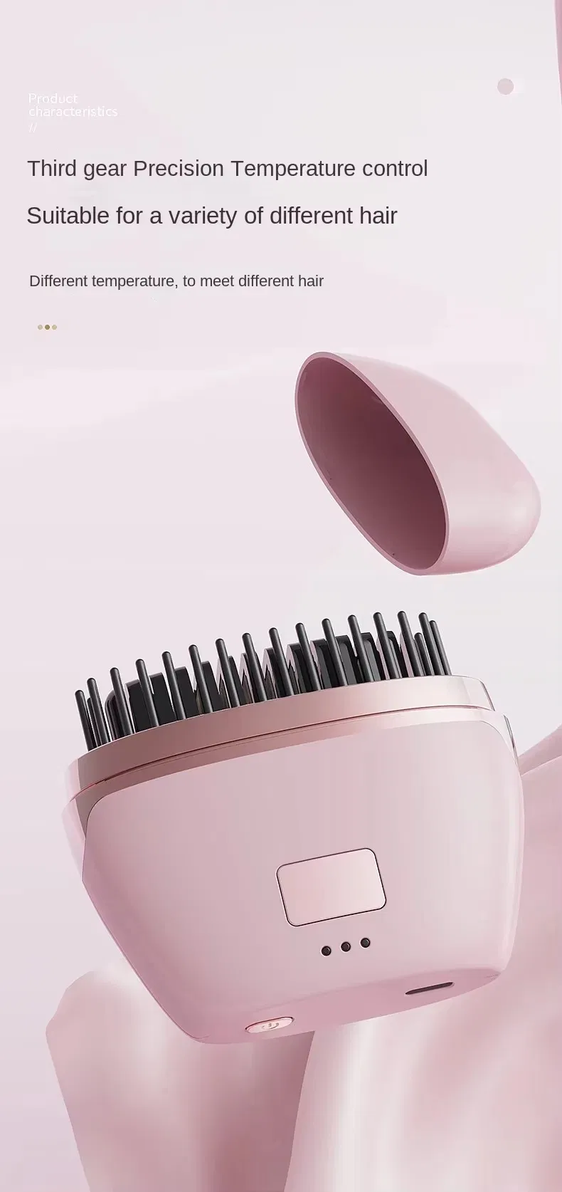 Mini Rechargeable Hair Straightener Wireless Portable Travel Lazy Hair Brush Negative Ion 2-in-1 Straightening Curling Iron