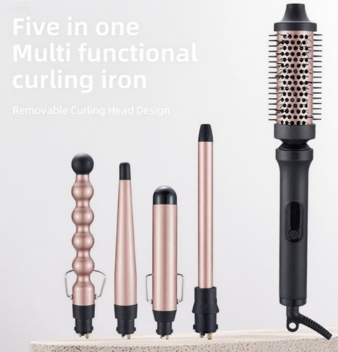 2025 Cross - Border Must - Have: Multifunctional Curling Iron Featuring 5 Removable Heads and 4 Levels Temperature Regulation