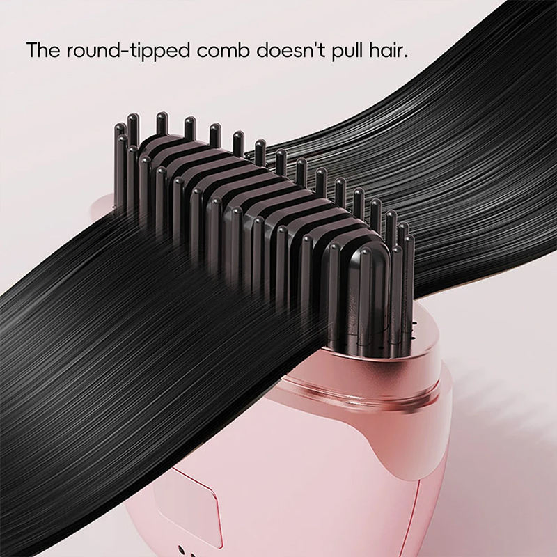 Mini Rechargeable Hair Straightener Wireless Portable Travel Lazy Hair Brush Negative Ion 2-in-1 Straightening Curling Iron