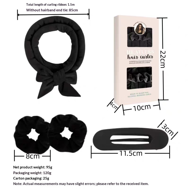 4pcs/box Heatless Hair Curlers Soft Velvet Hairband Scrunchies Curling Iron Set Wave Hair Styling Tool Flexible Home Use Clips