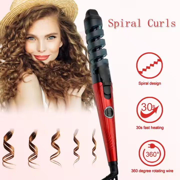 Professional 32 mm Automatic Spiral Roll Ceramic Curling Iron Salon Hair Curler Wave Maker with PTC Heater Electric Curling Wand