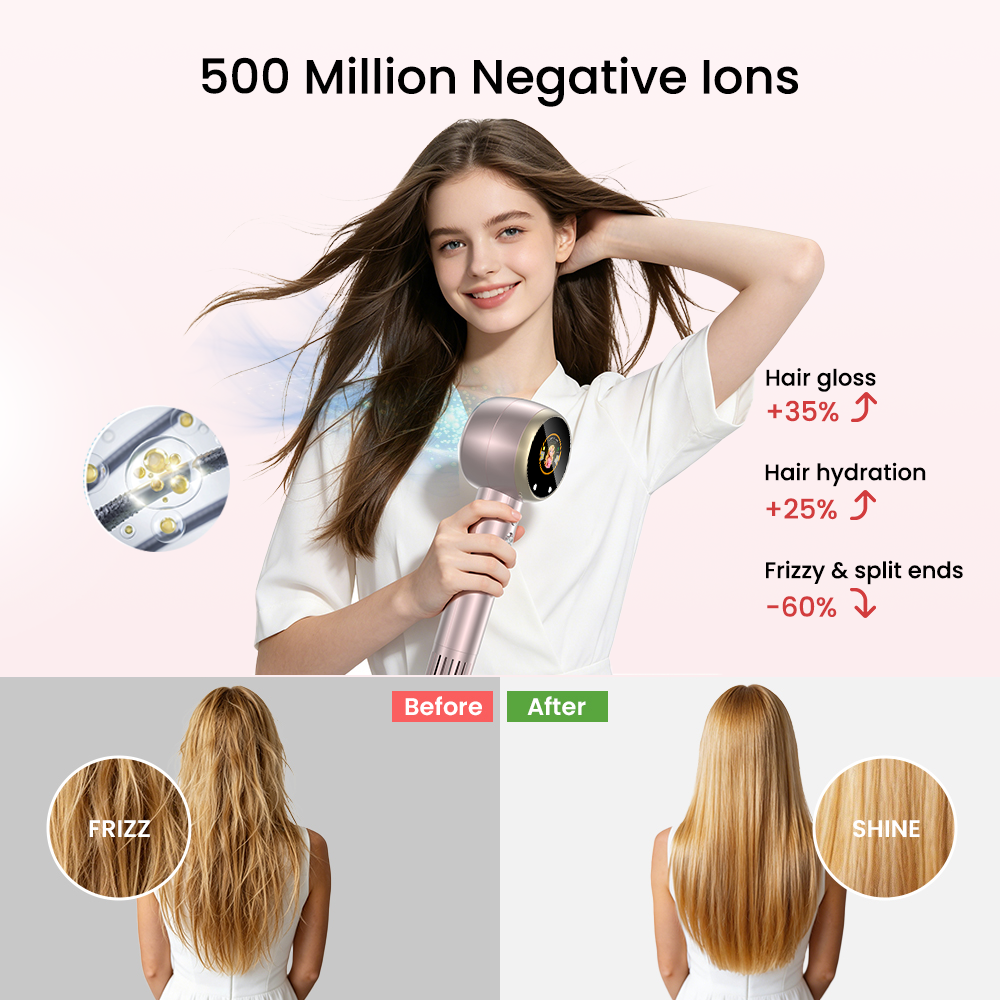 7 Mode Professional High-Speed Ionic Diffuser High Speed Plasma Hair Dryer Fast Drying For Salon Home Use AI Animated Display