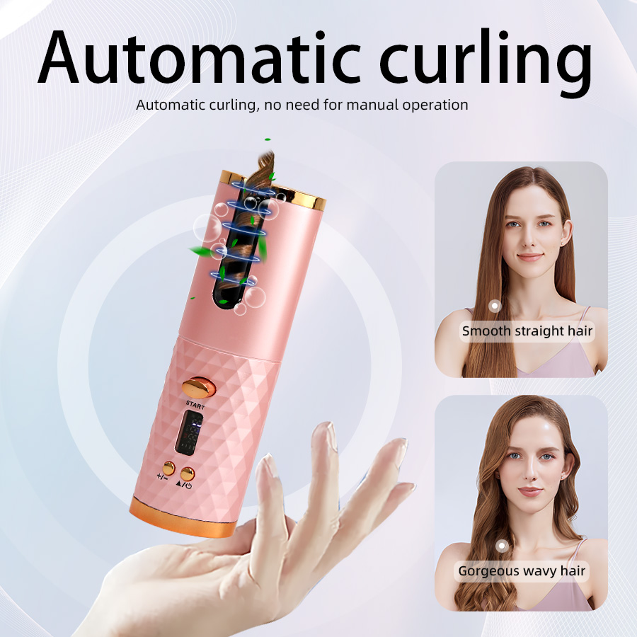 Compact Tourmaline - Infused Auto Hair Curler with Anti Scald Feature for Travel Beauty