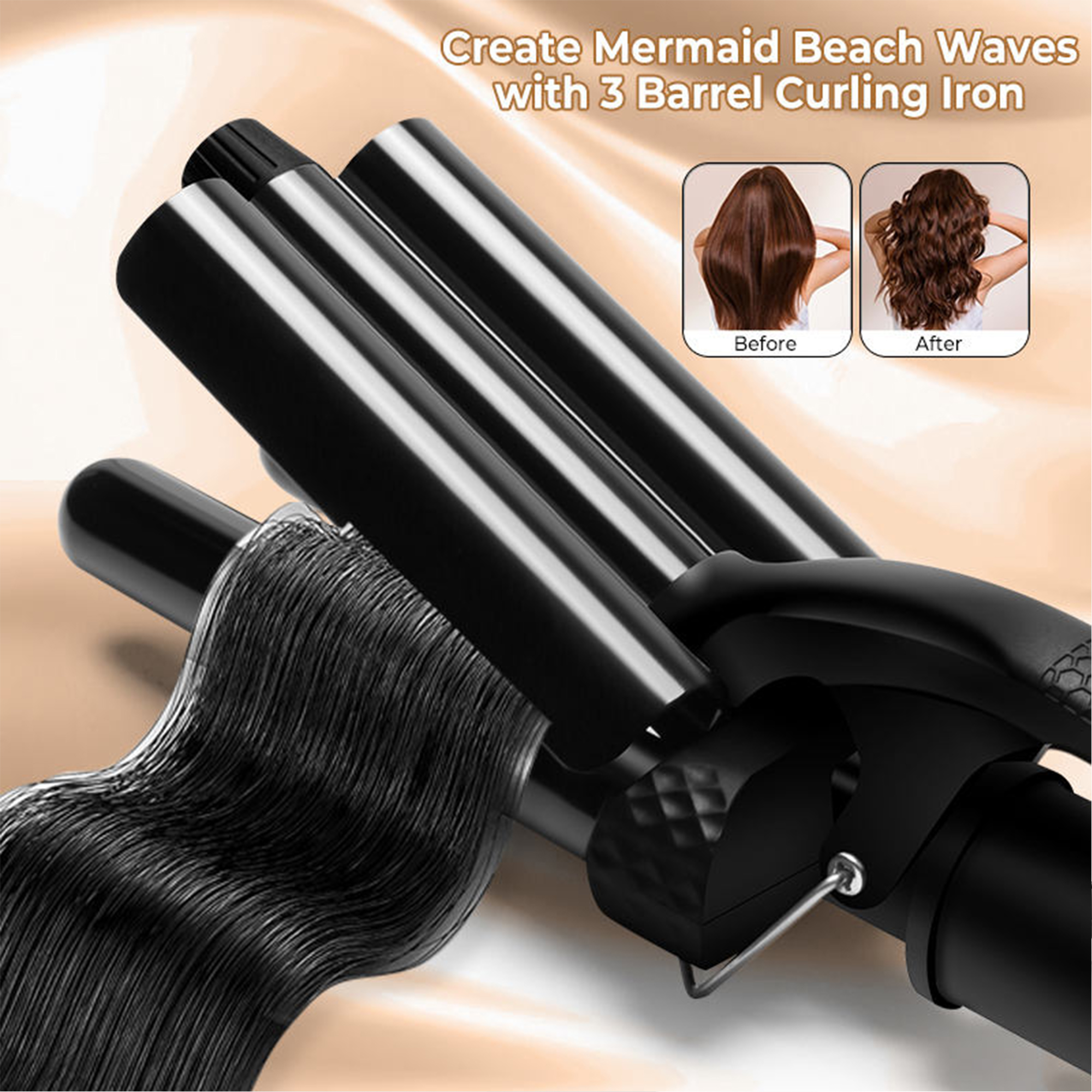 Custom Logo 6 in 1 Hair Curling Iron Set Professional Interchangeable Wand with LCD Display and Portable Travel Case