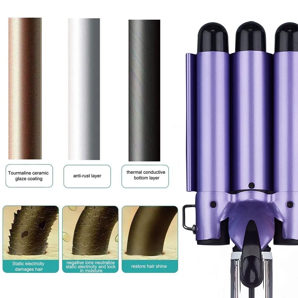 Professional LED Display Triple Barrels Hair Waver