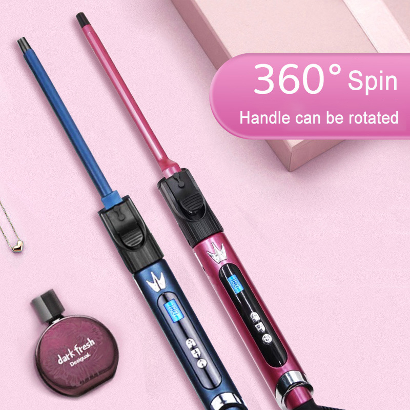 Professional Ceramic Tourmaline Curling Iron 9-32MM Custom Barrel Hair Curler Iron for Long &amp; Short Hair LCD Temperature Display
