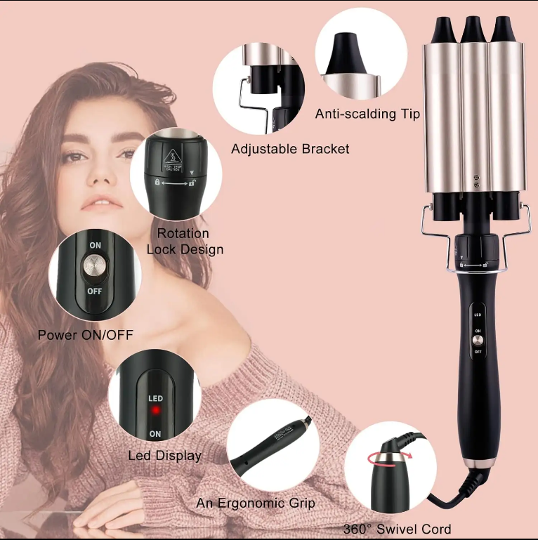 Professional 5 Barrel Electric Curling Iron Full Set PTC Fast Heat Interchangeable Barrel LED Temperature Display Hair Curling