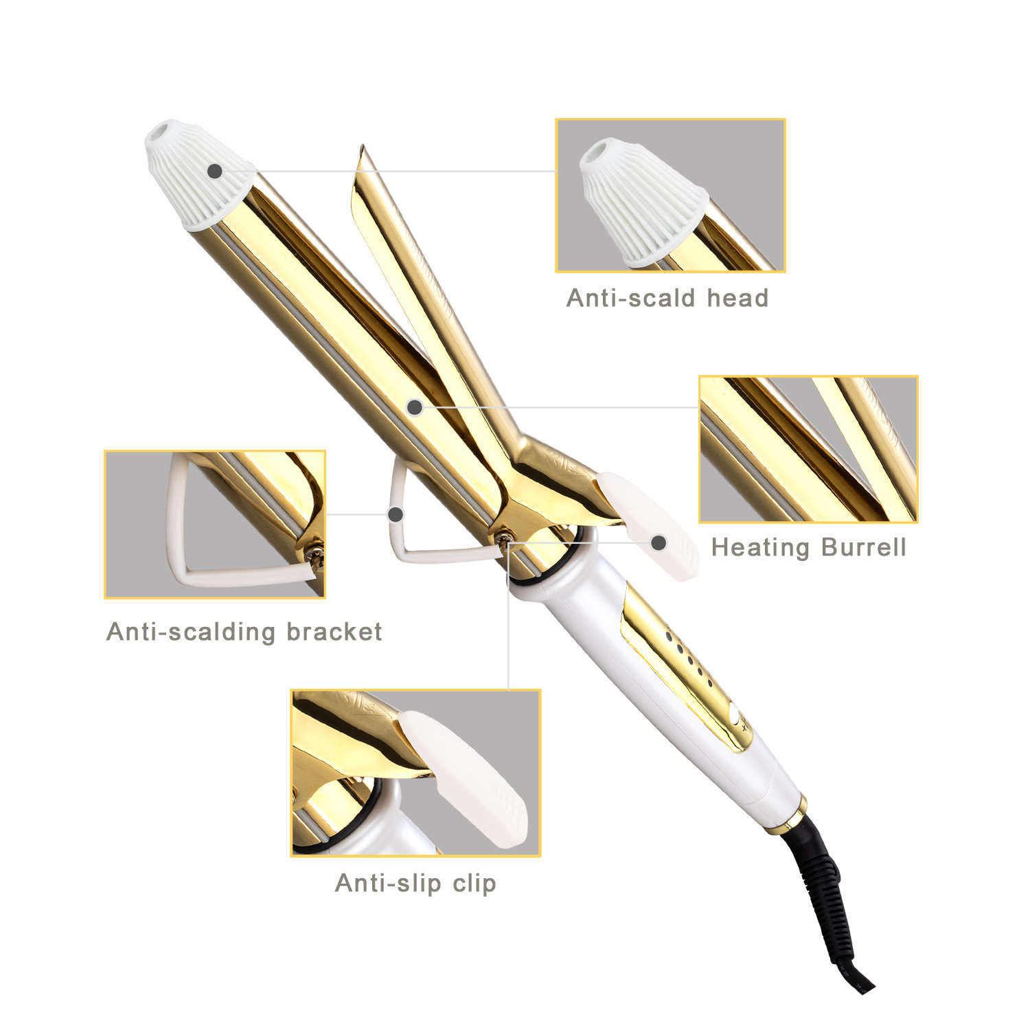 Wholesale Ladies Portable Ceramic Hair Curler Iron Set Fast Heating PTC Top Selling Spiral Barrel Curling Iron Crimp Electric