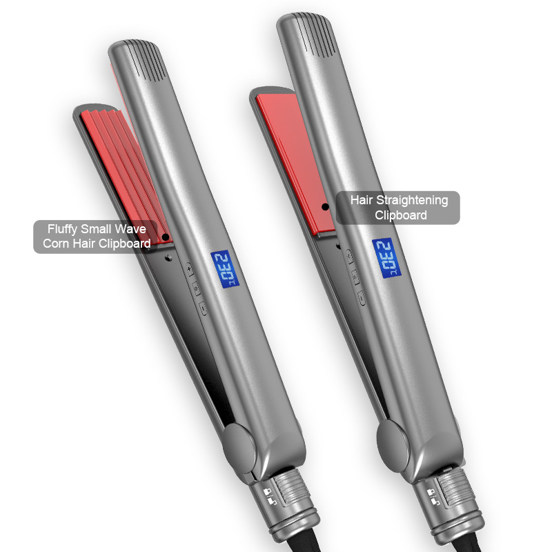 Ceramic Plate Straightening and Curling Iron, PTC Fast Heating Titanium Electric Dual Voltage Styling Device