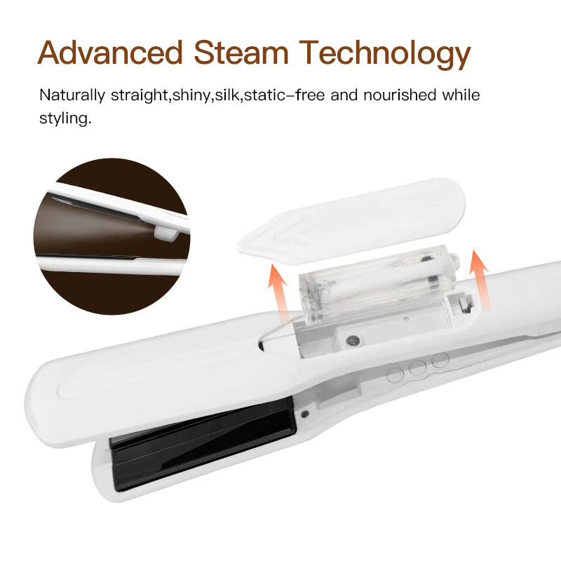 2-in-1 Negative Ion Infrared Cold Steam Straightening and Curling Iron with LED Display Screen for Hair Care and Hairdressing