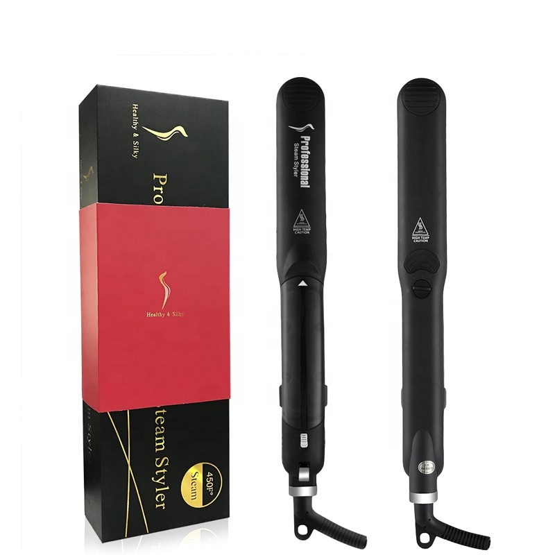 Professional Ceramic Steam Hair Straightener Multifunctional Curling Iron Fast Heating Hair Flat Iron Vapor Barber Tools Black