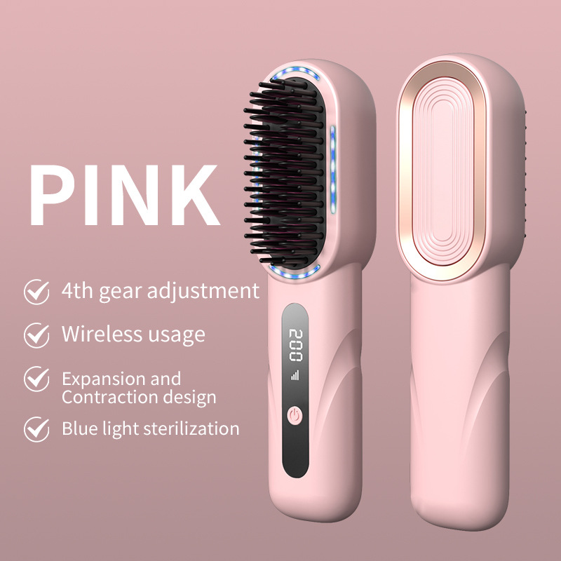Portable Electric Brush for Hair Wireless USB Hair Straightener Magic Curling Iron