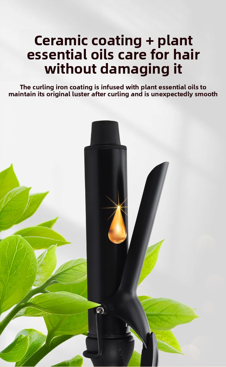 New Professional Portable Electric Ceramic PTC Curling Iron LCD Temperature Display Ionic Fast Heating Long-Lasting French