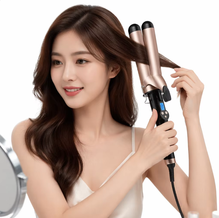 Professional Electric Portable 1.25-Inch Ceramic PTC Hair Curling Iron with LCD Temperature Display 450F Fast Heating