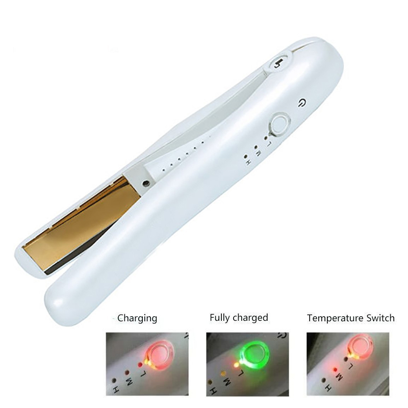 Portable Fast Heating 2 in 1 Multi-Functional Cordless Mini Wireless Hair Straightener Curling Iron for Hair Styling