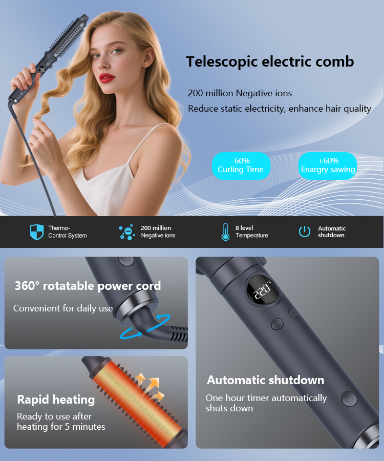 Smart Professional Hair Curler with 8 Heat Levels and 1.8m Swivel Cord for Daily Use