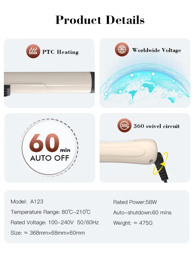 Korea Japan EU Us Dual Voltage Ceramic Auto Rotating Curling Iron