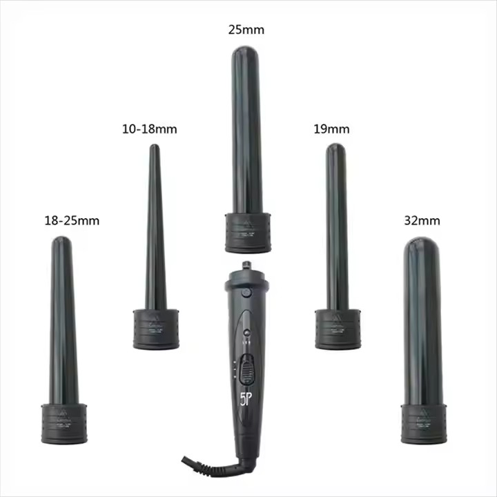 High Quality Interchangeable Hair Curling Iron 5 in 1 Ceramic Curler Wand LCD Display Waver Hair Curler Iron