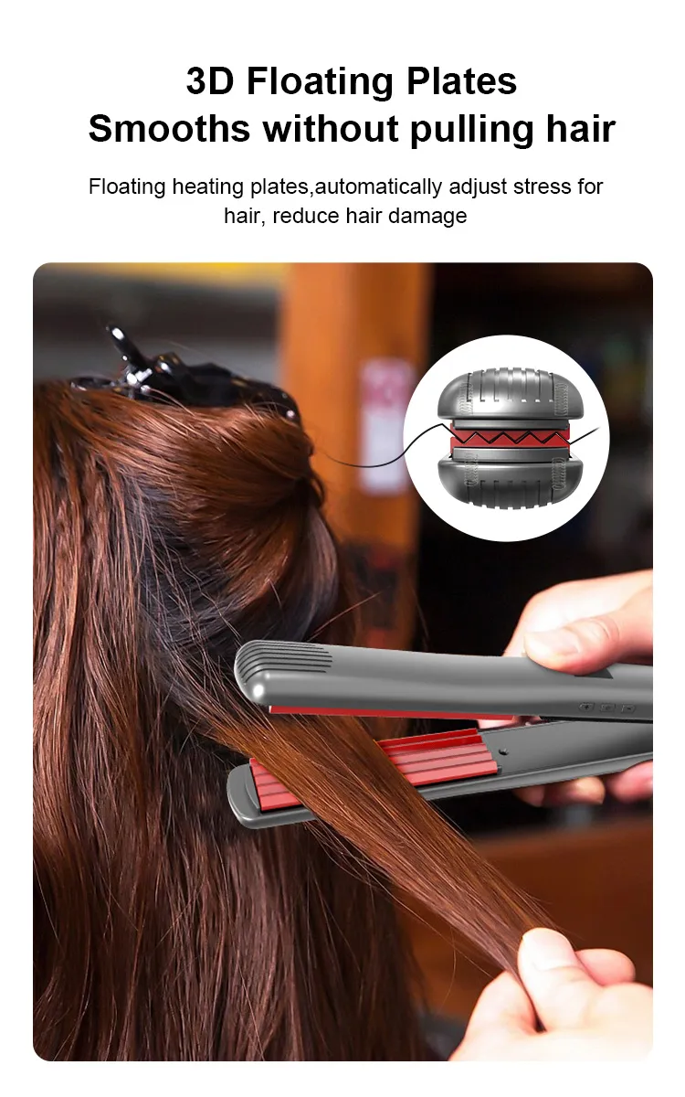 Ceramic Plate Straightening and Curling Iron, PTC Fast Heating Titanium Electric Dual Voltage Styling Device