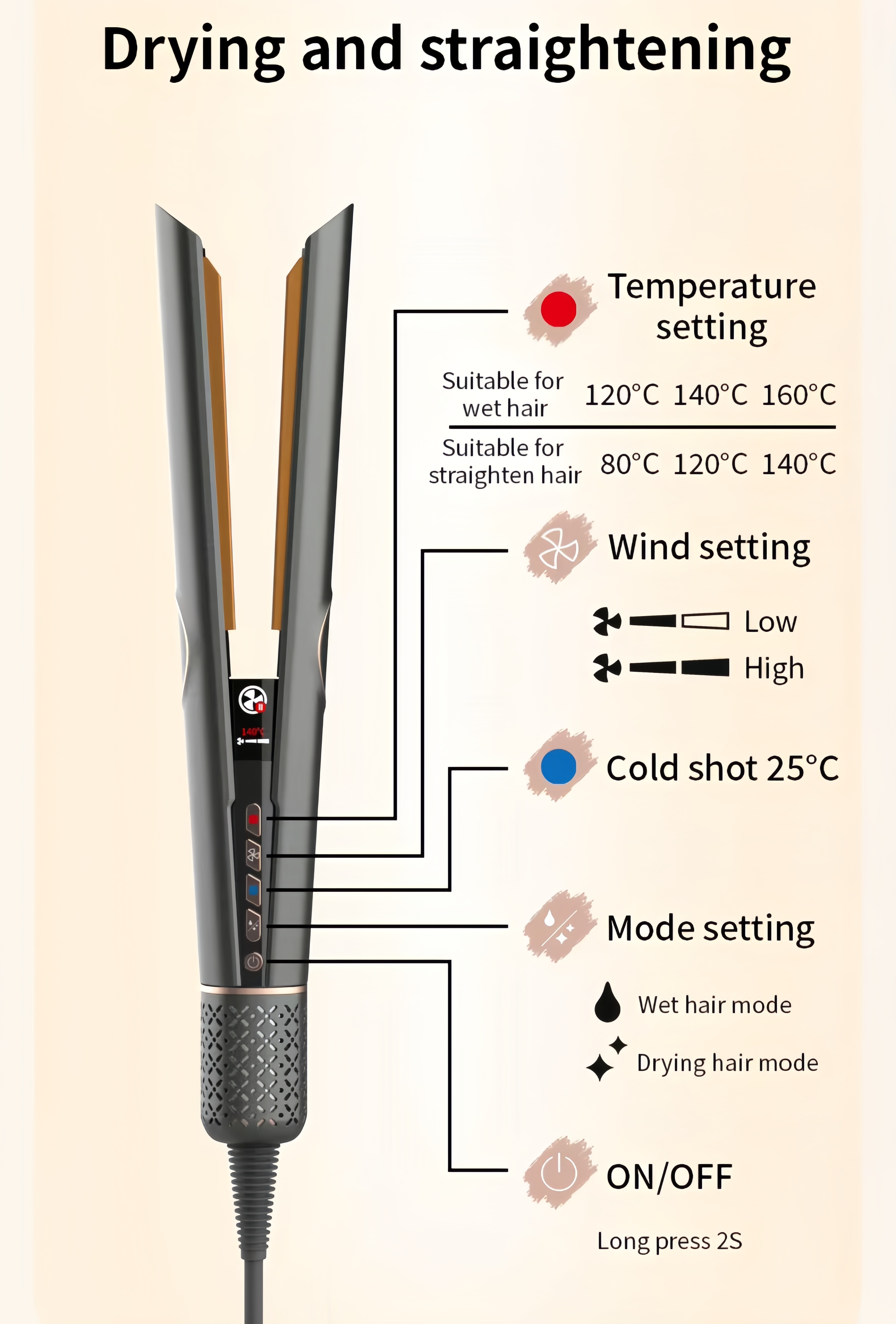 Hair Straightener Straightening Iron Curling Irons Styling Tools Curler Digital Temperature Professional 2 in 1 Flat Iron