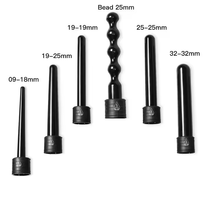 5 in 1 LED Display Interchangeable Tourmaline Ceramic Negative Ion Wave Curling Iron