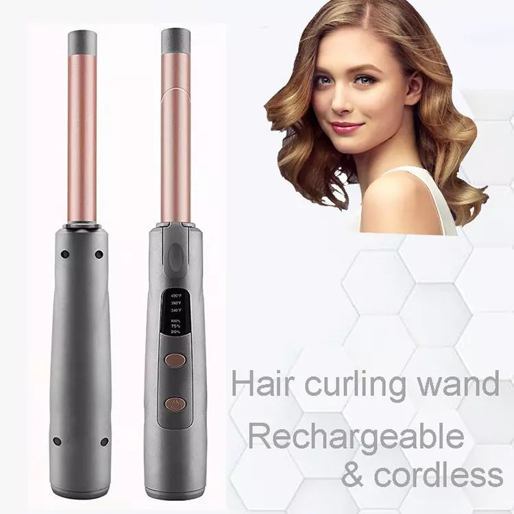 USB Rechargeable Cordless Hair Curler Wireless Curling Wand Hair Tong Small Curling Iron
