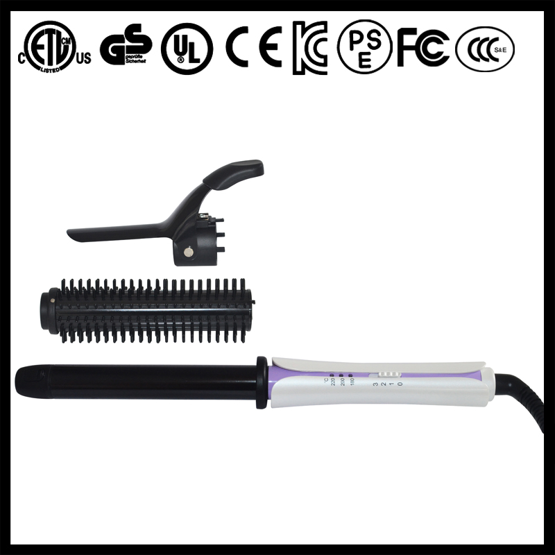 Hair Korean Rotating Straightening and Curling Iron with Brush