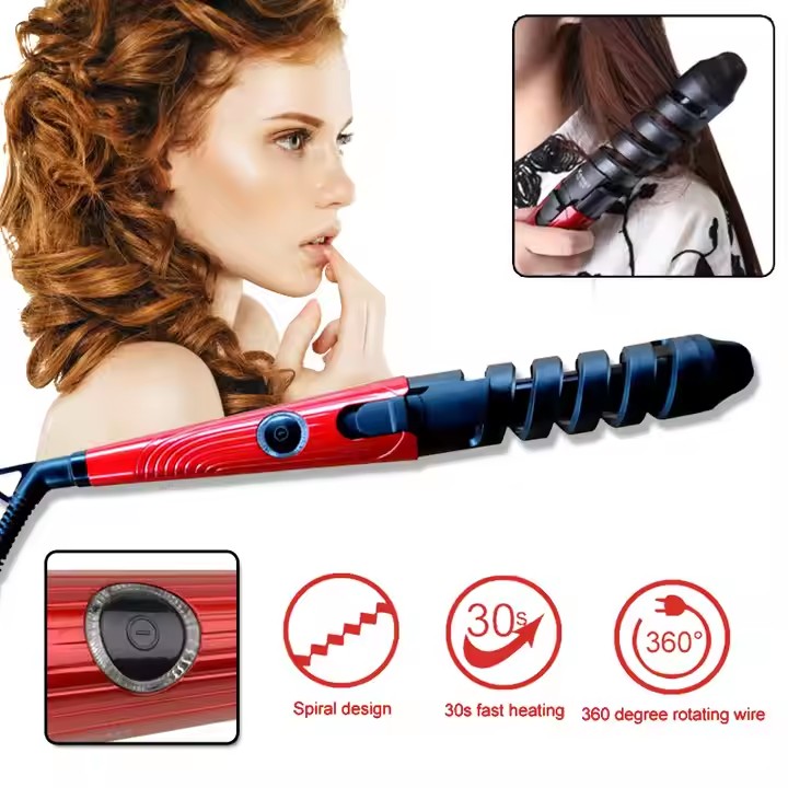 Professional 32 mm Automatic Spiral Roll Ceramic Curling Iron Salon Hair Curler Wave Maker with PTC Heater Electric Curling Wand