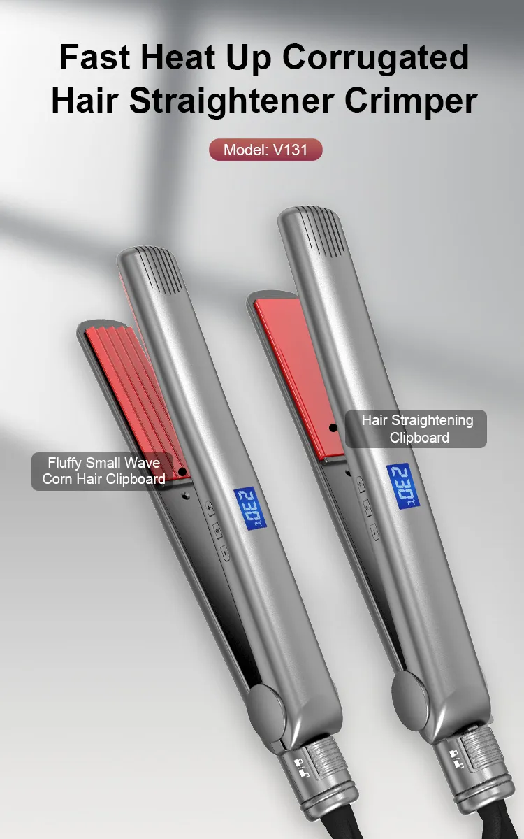 Ceramic Plate Straightening and Curling Iron, PTC Fast Heating Titanium Electric Dual Voltage Styling Device