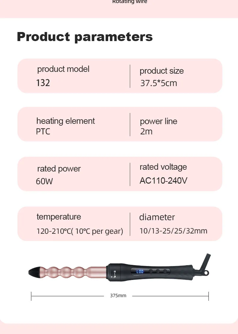 Wholesale PRO 3 in 1 Ceramic Hair Curling Iron Set Multi Size Interchangeable Curling Wand with Accessories for Home Salon Use