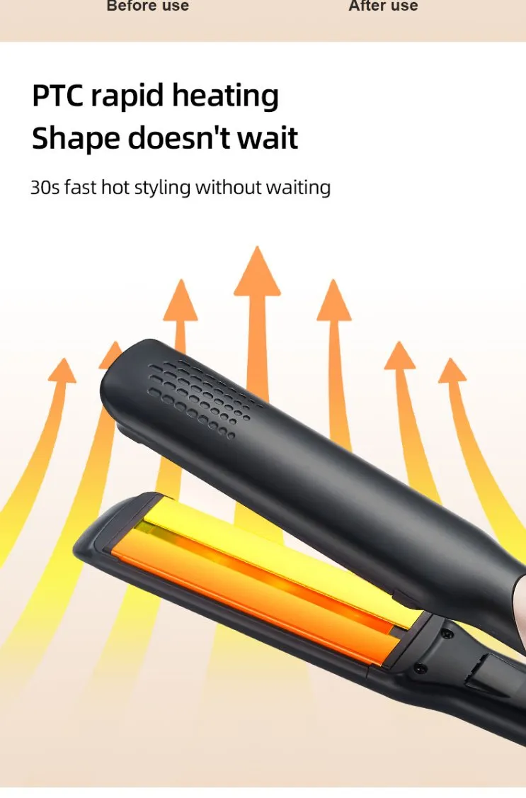 2026 Infrared Straightening Iron PRO 2 in 1 Hair Straightener PTC Fast Heating Flat Iron Hair Straight & Curly Hair for Home Use