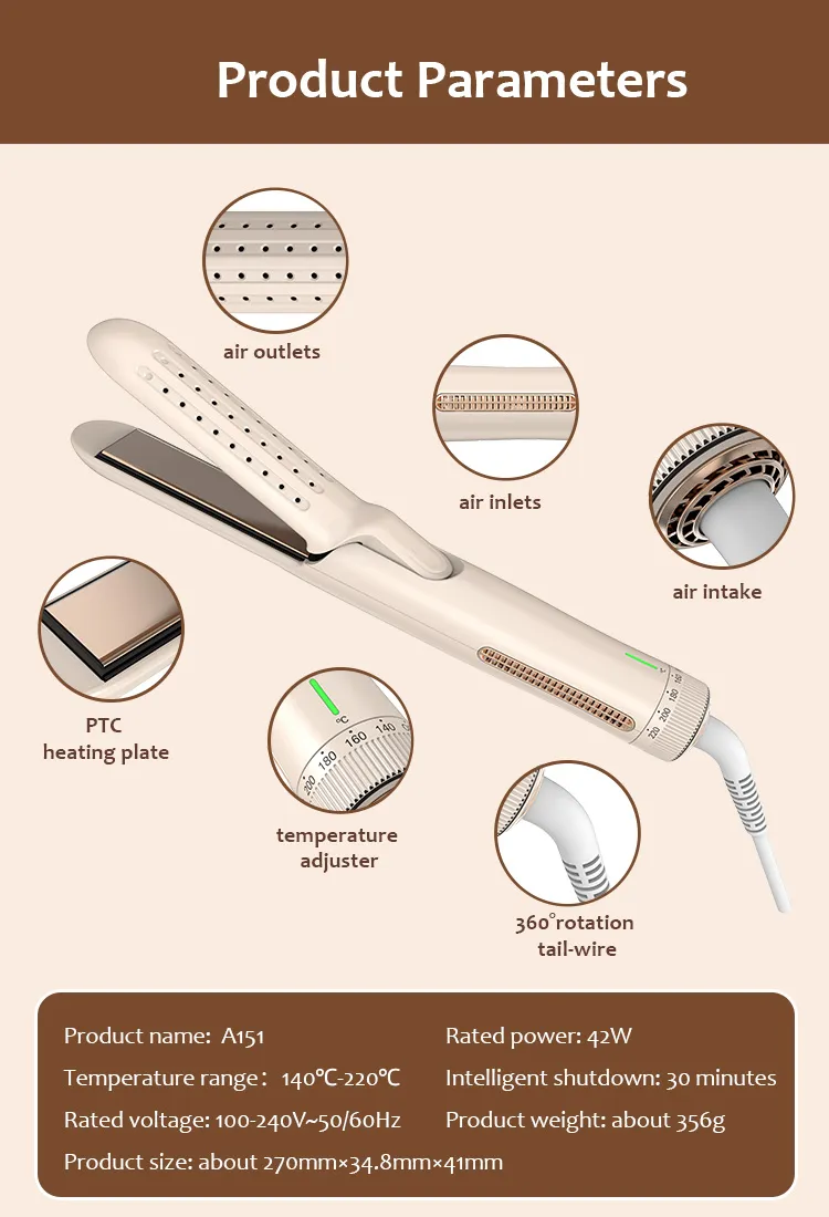 2-in-1 Ceramic Titanium Cooling Airflow Shaping Straight Hair and Curling Iron for Long-Lasting Styling