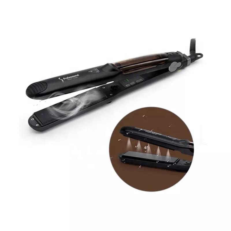 2 in 1 Curling Straightening Steam Flat Iron Professional Steam Hair Straightener Salon Styler Tourmaline Flat Iron
