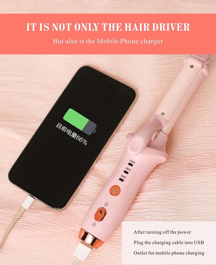 2 in 1 Cordless Hair Curling Iron Electric Hair Straightener and Hair Curler Professional