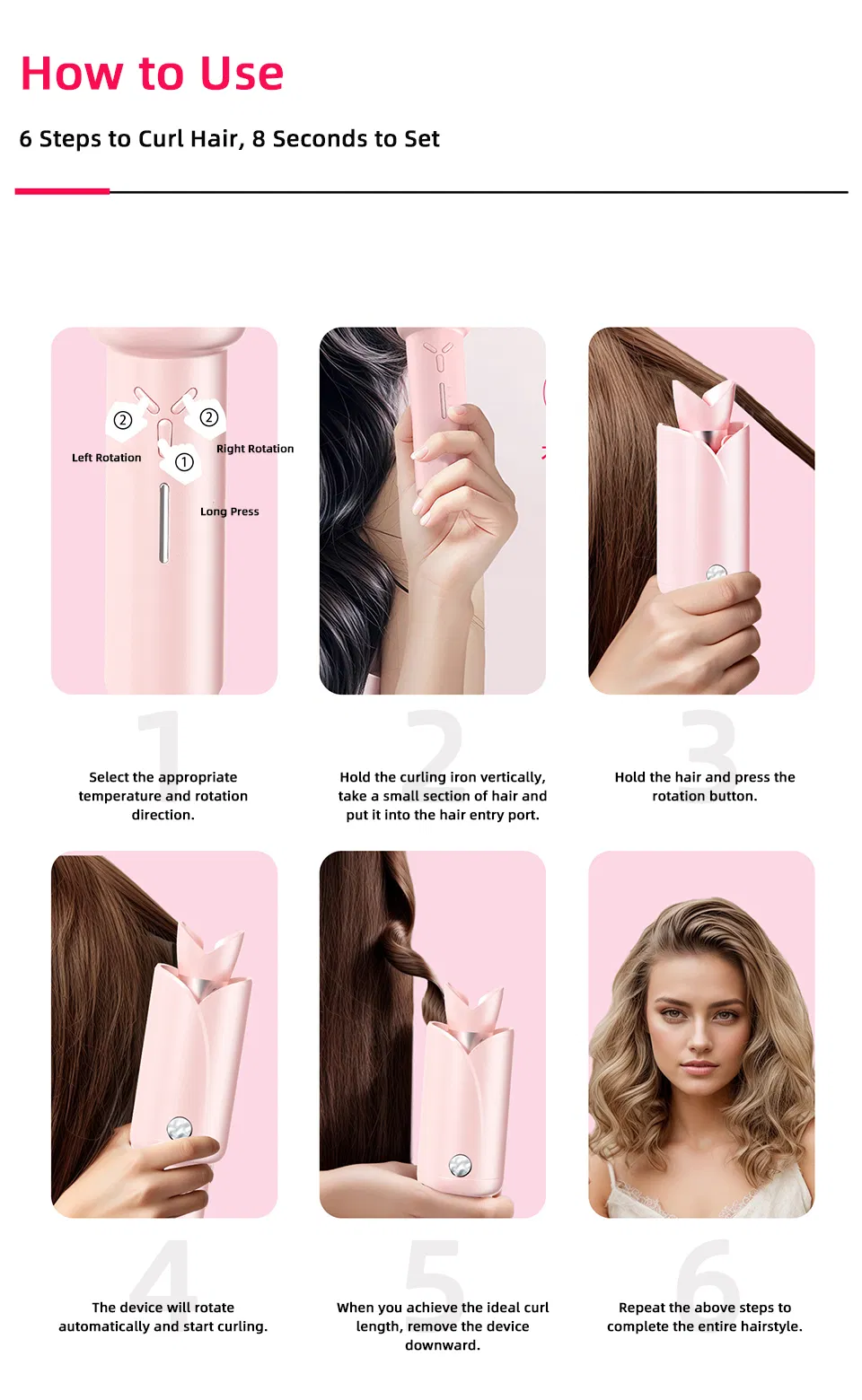 Wireless Automatic Hair Curler with Smart Temperature Control