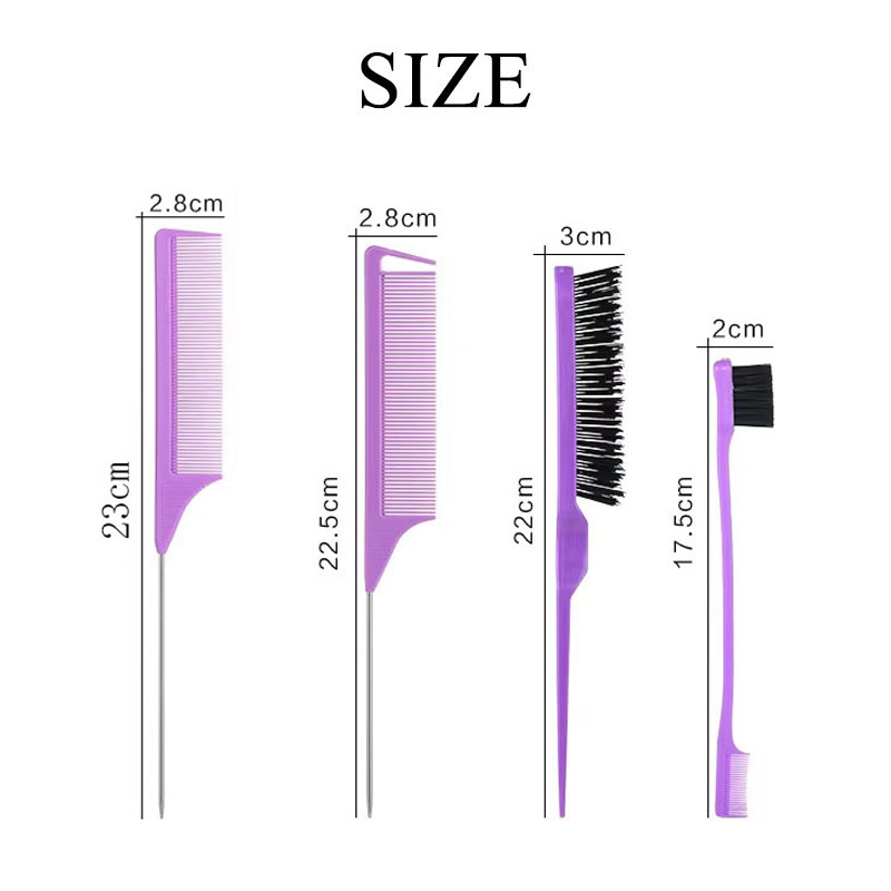 Wholesale Custom 3Pcs Teasing Hair Brush Set Salon Hair Styling Comb Set Rat Tail Comb and Edge Brush