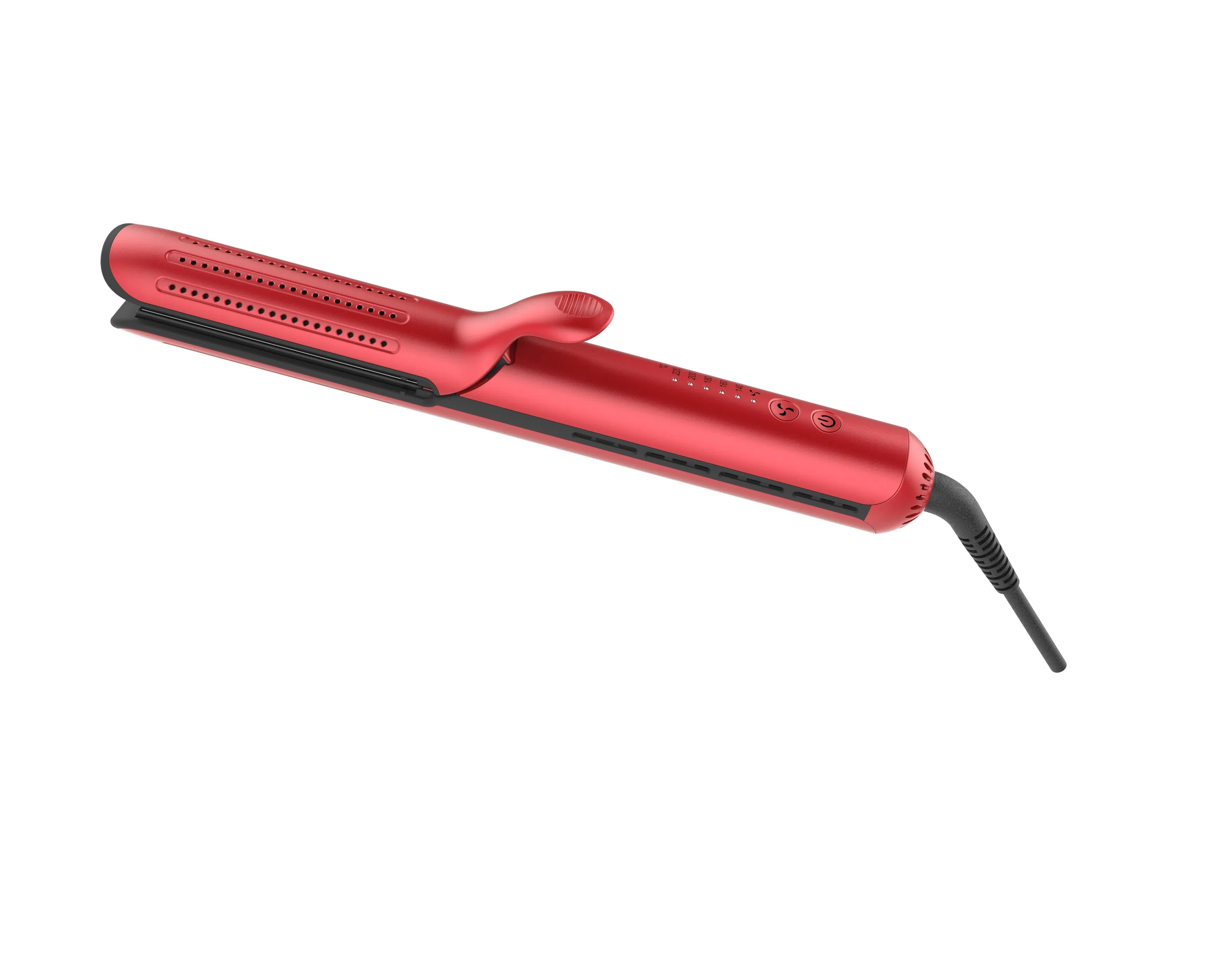 Cool Air 2-in-1 Straightening and Curling Iron with Airflow for Beach Waves &amp; Sleek Straight, Ceramic Tourmaline Flat Iron Curling Wand with 5 Heat Settings