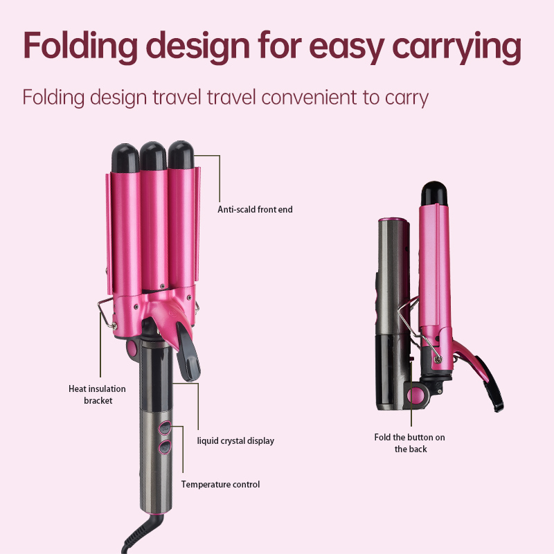 Three-Barrel Egg Roll Hair Curler with Adjustable Temp. Double-Layer Ceramic Panel, Ideal for Creating Water Wave Patterns. No Reviews Yet