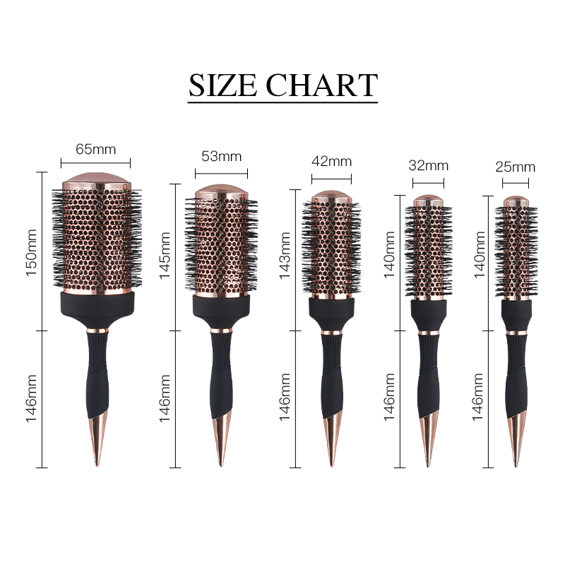 Ionic Curling Detangling Nylon Bristle Professional Blow Dry Hair Brush for Salon Tools Nano Thermic Ceramic Round Hair Brush