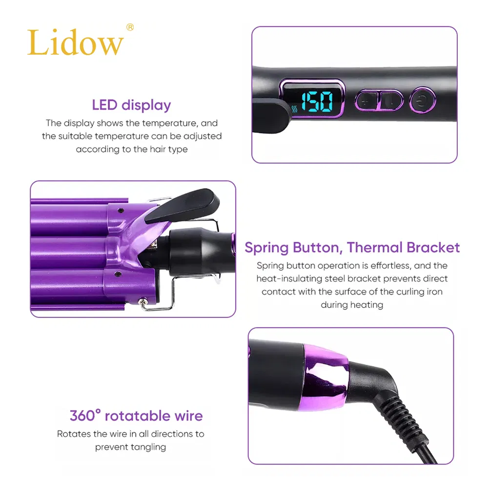 1 Inch Ceramic Tourmaline Triple Barrel Hair Waver
