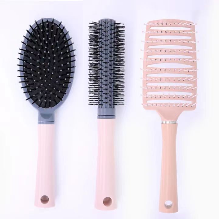 Hot Selling Custom Salon Hair Styling Tool Set 3pcs Nylon Hair Brush-Detangling Massage-Cushion Curly Hair Brush Set