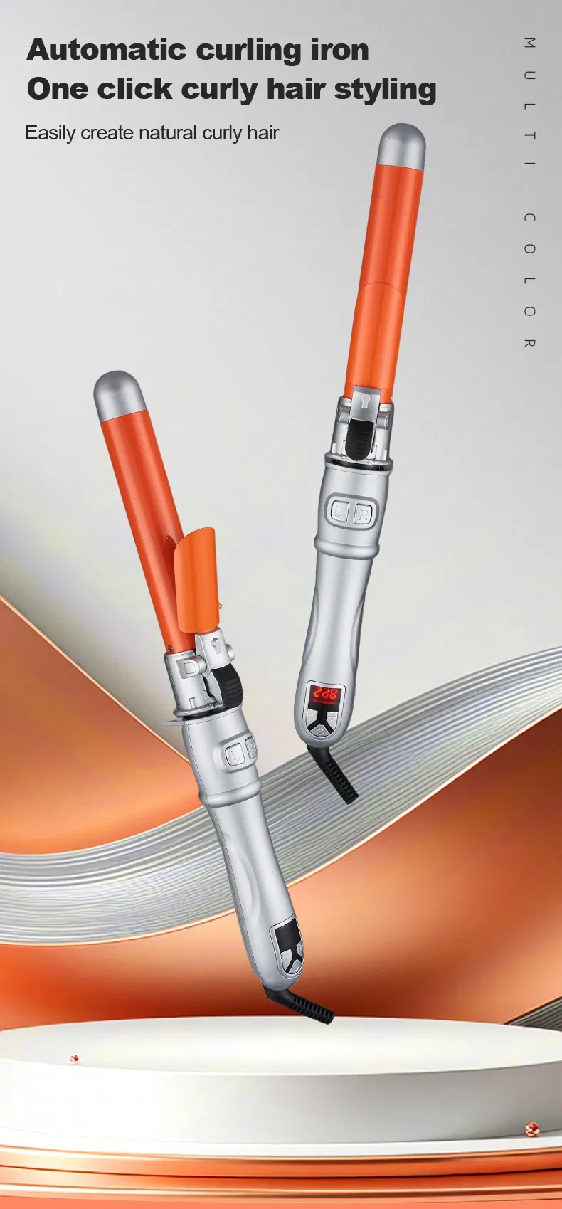 Professional Ionic Titanium Automatic Curling Iron with Multi-Function Styling and LCD Temperature Display