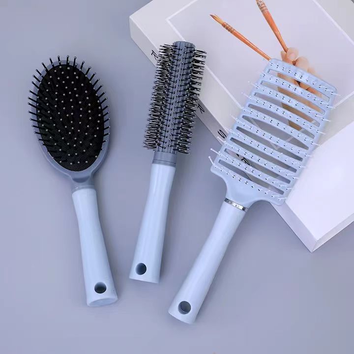 Hot Selling Custom Salon Hair Styling Tool Set 3pcs Nylon Hair Brush-Detangling Massage-Cushion Curly Hair Brush Set