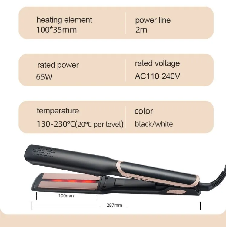 2026 Infrared Straightening Iron PRO 2 in 1 Hair Straightener PTC Fast Heating Flat Iron Hair Straight & Curly Hair for Home Use