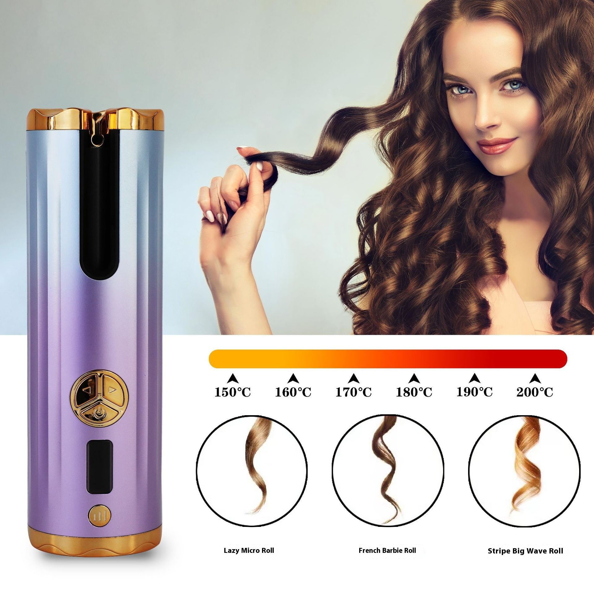 Portable Mini Wireless Automatic Curling Iron Gentle Hair Styling Multi-Purpose Tool Durable Negative Ion Lazy Big Wave Feature