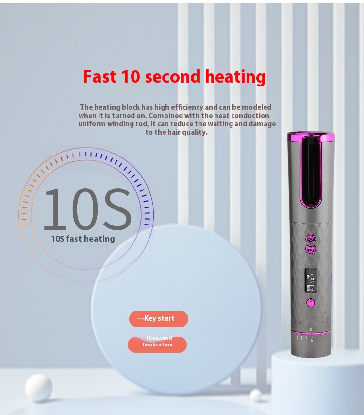 Professional Automatic Curling Iron Wand, Ionic Ceramic Coating & LED Temperature Display, Dual Voltage Portable Hair Curler