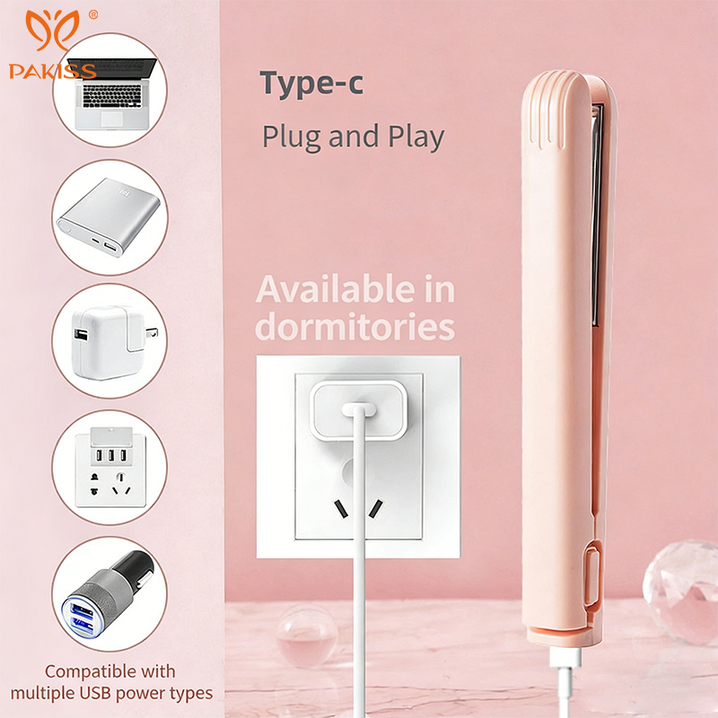 Pakiss 2 in 1 Hair Straightener and Curler, Mini Travel Curling Iron for Women