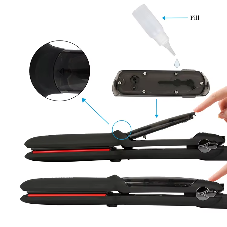 Five Plus Hot Sale Alisador De Cabelo a Vapor Steam Infrared Hair Straightener Flat Irons 2 in 1 Hair Straightening Curling Iron