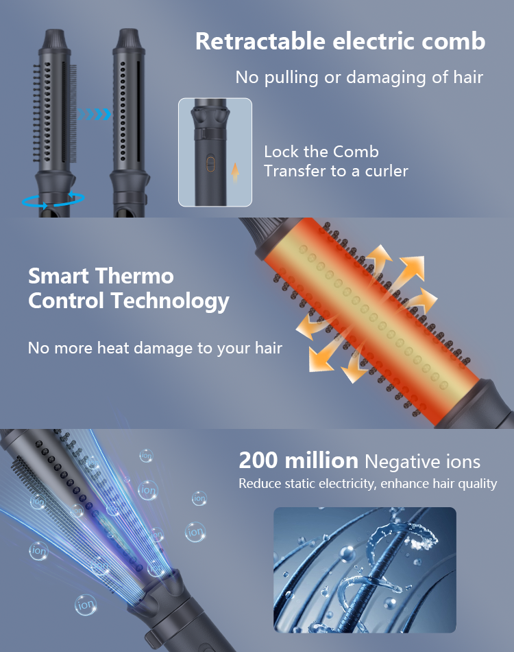 Smart Professional Hair Curler with 8 Heat Levels and 1.8m Swivel Cord for Daily Use
